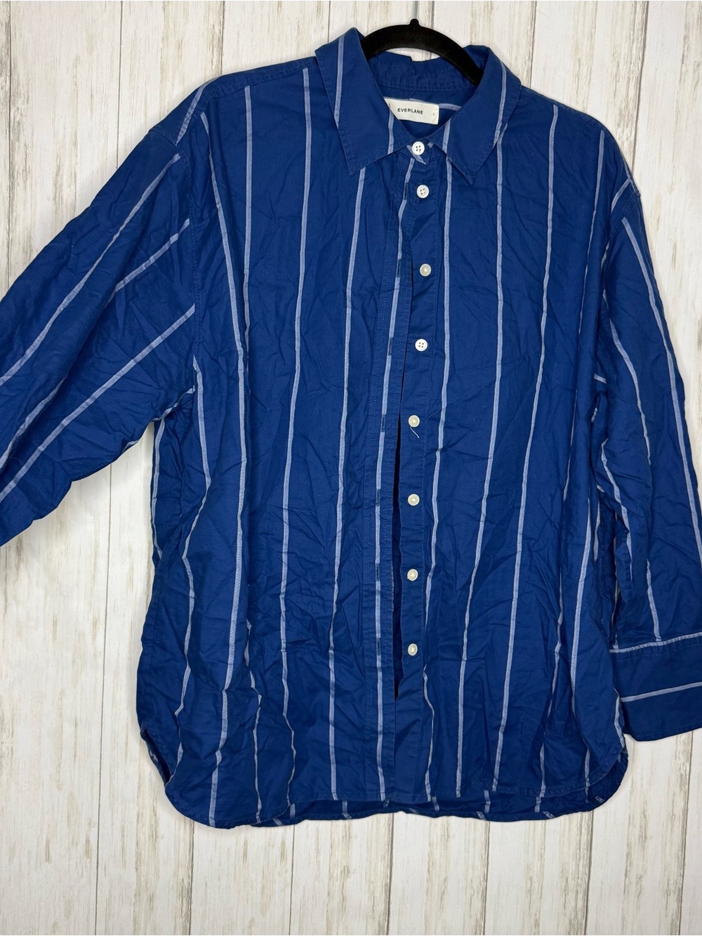 Everlane 100% cotton Blue Vertical Stripe Button-Down Shirt